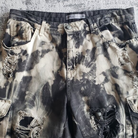 Custom hand painted Tie Dye Cargo Pocket Jeans Demobaza style~ - Picture 3 of 15